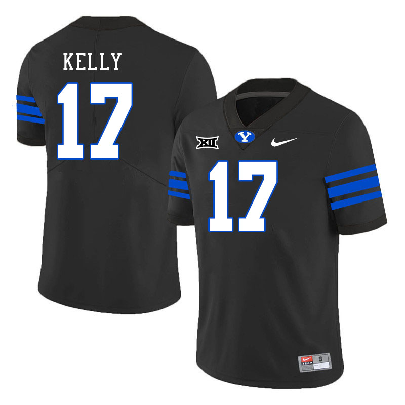 Men #17 Jack Kelly BYU Cougars College Football Jerseys Stitched Sale-Black